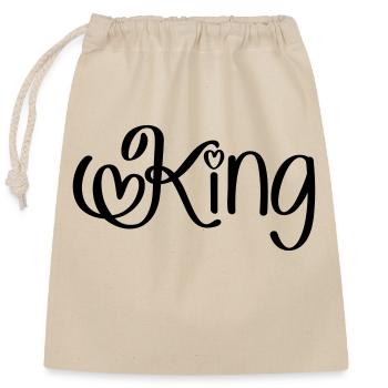 King avec coeur - Sac cadeau en coton avec cordon (25 x 30 cm) - nature - Devant