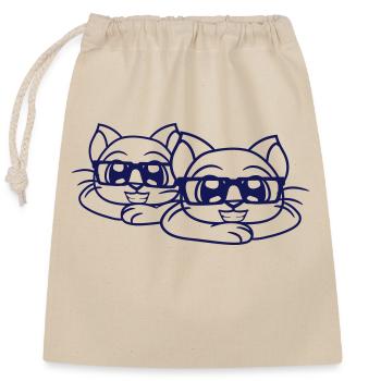 2 Clever Nerd Cats Lunettes à monture de corne Geek Eyewear Team - Sac cadeau en coton avec cordon (25 x 30 cm) - nature - Devant