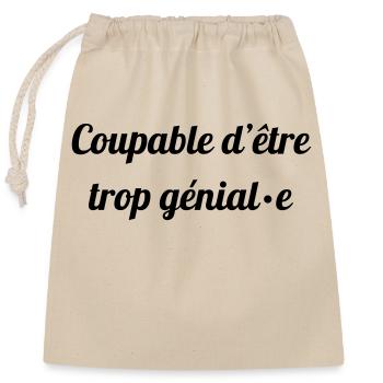 trop genial - Sac cadeau en coton avec cordon (25 x 30 cm) - nature - Devant