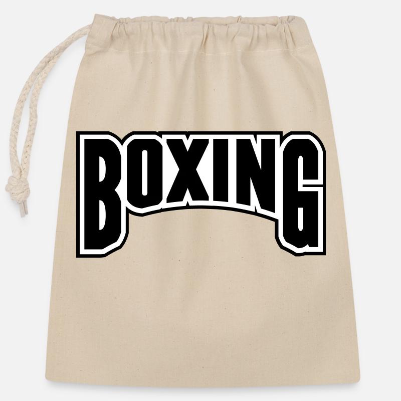 boxing - Sac cadeau en coton avec cordon (25 x 30 cm) - nature