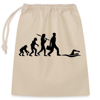 evolution entwicklung geboren zum schwimmen logo s - Verschließbarer Geschenkbeutel aus Baumwolle (25x30cm) - Natur - Vorne