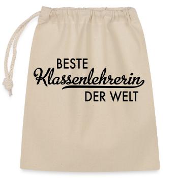 Klassenlehrerin - Verschließbarer Geschenkbeutel aus Baumwolle (25x30cm) - Natur - Vorne