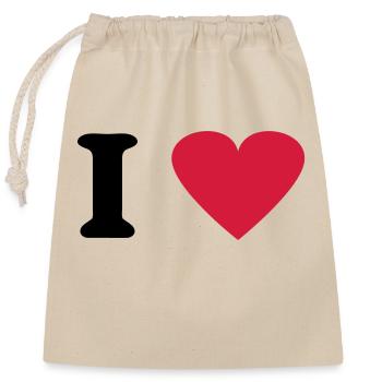 I Love - Closable cotton gift bag (25x30cm) - nature - Front