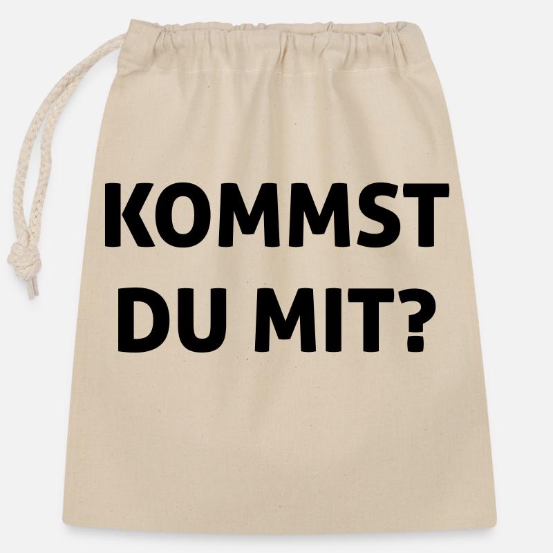 Kommst du mit? - Verschließbarer Geschenkbeutel aus Baumwolle (25x30cm) - Natur