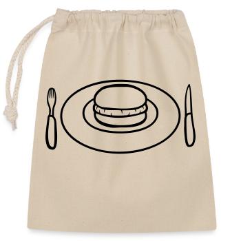 Lunch Plate Burger - Closable cotton gift bag (25x30cm) - nature - Front