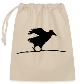 Raven bird walks crow fast running running funny - Closable cotton gift bag (25x30cm) - nature - Front