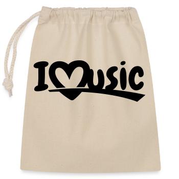 I love music - Closable cotton gift bag (25x30cm) - nature - Front