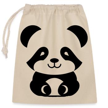 panda - Closable cotton gift bag (25x30cm) - nature - Front