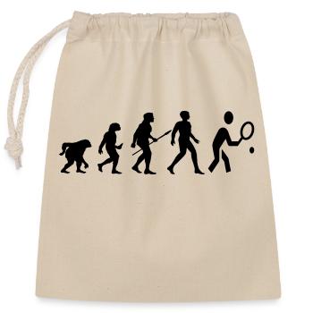 Cooles „Evolution Tennis Shirt“ Design - Verschließbarer Geschenkbeutel aus Baumwolle (25x30cm) - Natur - Vorne