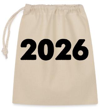 2026 - Sac cadeau en coton avec cordon (25 x 30 cm) - nature - Devant