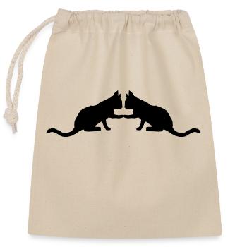 Silhouette 2 süße Katzen - Verschließbarer Geschenkbeutel aus Baumwolle (25x30cm) - Natur - Vorne
