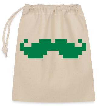 8bit pixel moustache - Closable cotton gift bag (25x30cm) - nature - Front