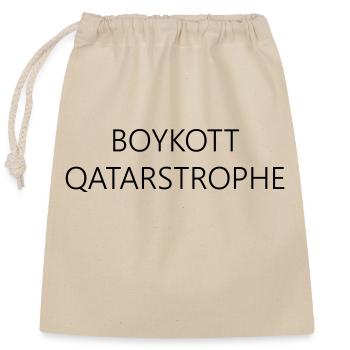 BOYKOTT QATARSTROPHE - Fußball Weltmeisterschaft - Verschließbarer Geschenkbeutel aus Baumwolle (25x30cm) - Natur - Vorne