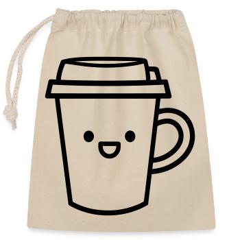 Kaffeebecher - Verschließbarer Geschenkbeutel aus Baumwolle (25x30cm) - Natur - Vorne