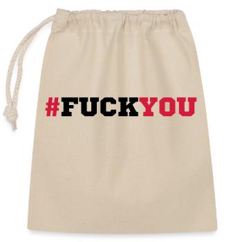 Hashtag text pattern symbol fuck you off logo desi - Closable cotton gift bag (25x30cm) - nature - Front