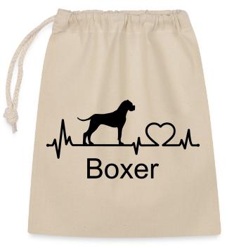 Boxer Hund Herzschlag Hundebesitzer Geschenkidee - Verschließbarer Geschenkbeutel aus Baumwolle (25x30cm) - Natur - Vorne