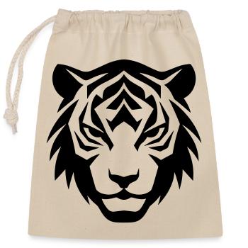 Felin Dschungel-Tigerkopf - Verschließbarer Geschenkbeutel aus Baumwolle (25x30cm) - Natur - Vorne