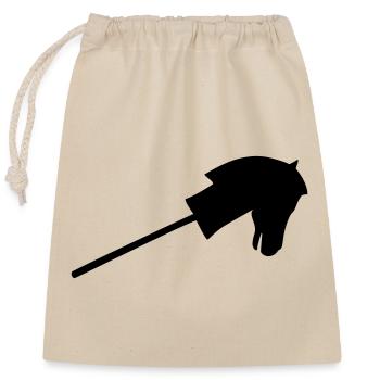 Riding a stick horse - Closable cotton gift bag (25x30cm) - nature - Front