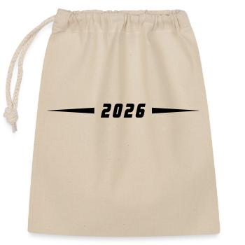 2026 year - Closable cotton gift bag (25x30cm) - nature - Front