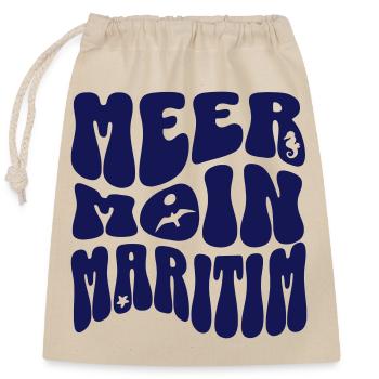 Moin Meer Maritim - Verschließbarer Geschenkbeutel aus Baumwolle (25x30cm) - Natur - Vorne