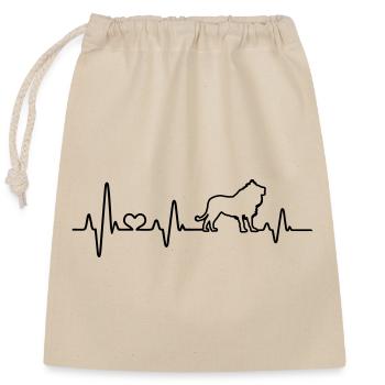Lion Heartbeat Love Lions Heart ECG Africa Safari - Closable cotton gift bag (25x30cm) - nature - Front