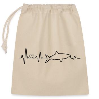 Heartbeat Shark Shark ECG Pulse Shark Fin - Closable cotton gift bag (25x30cm) - nature - Front