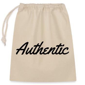 Authentic - Closable cotton gift bag (25x30cm) - nature - Front