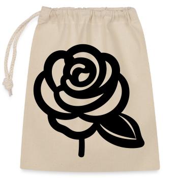 Rosa Blume - Verschließbarer Geschenkbeutel aus Baumwolle (25x30cm) - Natur - Vorne