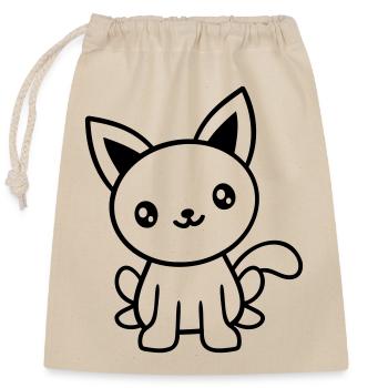 Cat Pet Cute Cute Kitten Friendly - Closable cotton gift bag (25x30cm) - nature - Front
