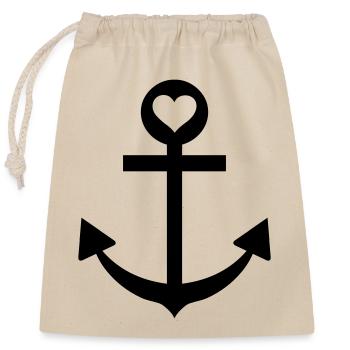 anchor captain star love - Closable cotton gift bag (25x30cm) - nature - Front