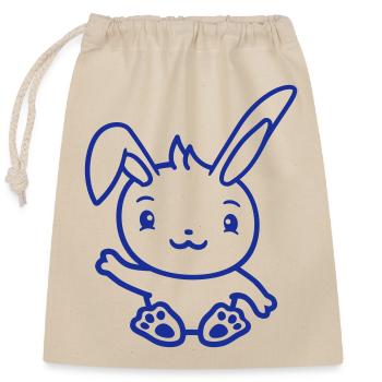 Lapin saluant amicalement la main agitant bonjour - Sac cadeau en coton avec cordon (25 x 30 cm) - nature - Devant