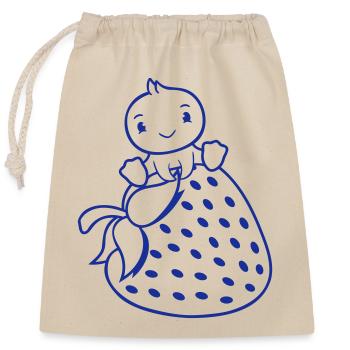 canard assis gros fruit de fraise délicieux sain sucré - Sac cadeau en coton avec cordon (25 x 30 cm) - nature - Devant