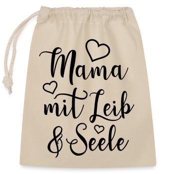 Vollblutmama Beste Mama Geschenk Liebe Seele Herz - Verschließbarer Geschenkbeutel aus Baumwolle (25x30cm) - Natur - Vorne