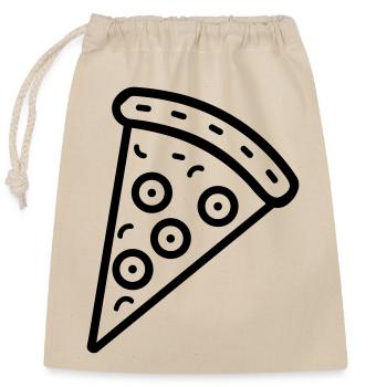 Pizza slice - Closable cotton gift bag (25x30cm) - nature - Front