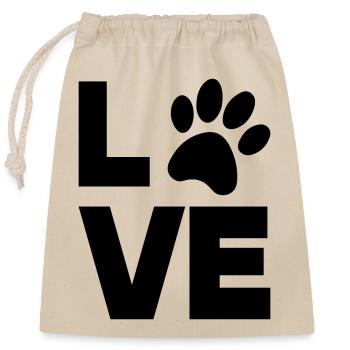 pfote love - Verschließbarer Geschenkbeutel aus Baumwolle (25x30cm) - Natur - Vorne