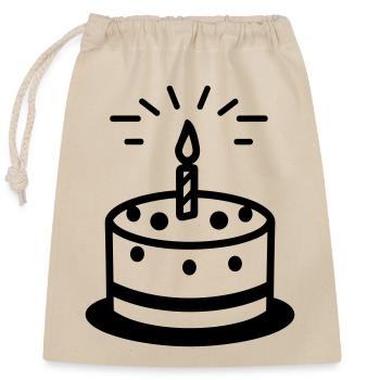 Birthday cake - Closable cotton gift bag (25x30cm) - nature - Front