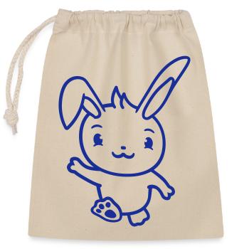 Hase winkt Begrüßung gehen laufen rennen winken - Verschließbarer Geschenkbeutel aus Baumwolle (25x30cm) - Natur - Vorne