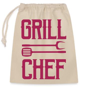 Chef de grillades - Sac cadeau en coton avec cordon (25 x 30 cm) - nature - Devant