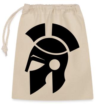 Spartanischer Helm - Verschließbarer Geschenkbeutel aus Baumwolle (25x30cm) - Natur - Vorne