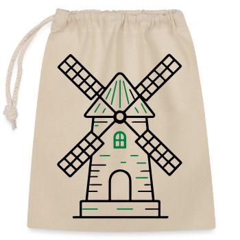 Windmühle Symbol - Verschließbarer Geschenkbeutel aus Baumwolle (25x30cm) - Natur - Vorne