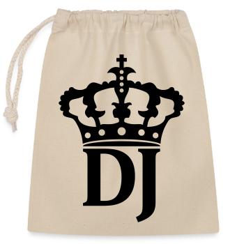 DJ crown logo - Closable cotton gift bag (25x30cm) - nature - Front