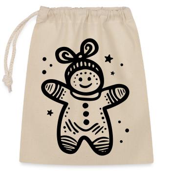 Gingerbread Man - Closable cotton gift bag (25x30cm) - nature - Front