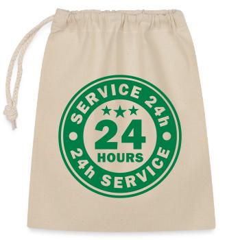 24 hours service 24/7 - Closable cotton gift bag (25x30cm) - nature - Front