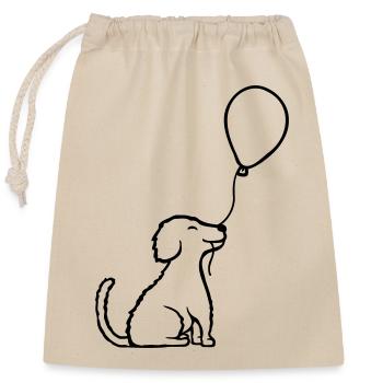 Sitting balloon dog cool - Closable cotton gift bag (25x30cm) - nature - Front
