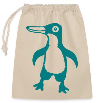 Pingouin mignon bébé enfant bambin heureux cool - Sac cadeau en coton avec cordon (25 x 30 cm) - nature - Devant