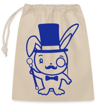 Herr Hase Gentleman Zylinder Hut Monokel Brille - Verschließbarer Geschenkbeutel aus Baumwolle (25x30cm) - Natur - Vorne