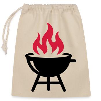 Grill Flame Icon - Closable cotton gift bag (25x30cm) - nature - Front