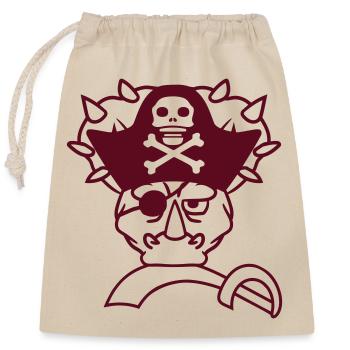 Triceratops Dinosaur Sabre Pirate Captain Dino - Closable cotton gift bag (25x30cm) - nature - Front