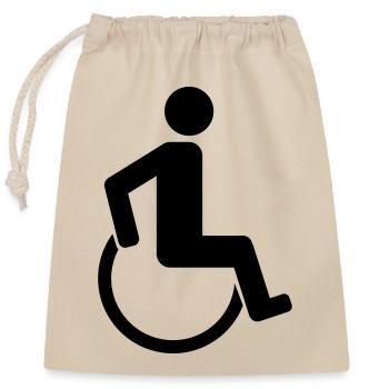 pictogram disability wheelchair walking running - Closable cotton gift bag (25x30cm) - nature - Front