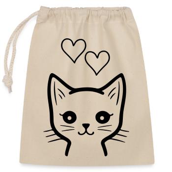 Amour de chat - Sac cadeau en coton avec cordon (25 x 30 cm) - nature - Devant